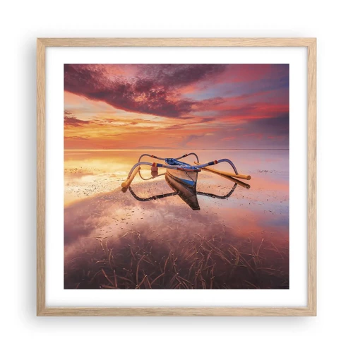 Poster in light oak frame - Tranquility of Tropical Evening - 50x50 cm