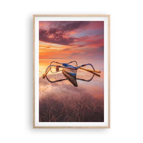 Poster in light oak frame - Tranquility of Tropical Evening - 61x91 cm