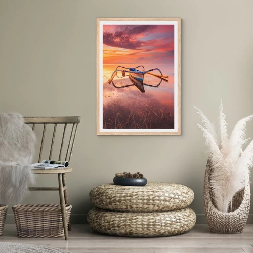 Poster in light oak frame - Tranquility of Tropical Evening - 61x91 cm