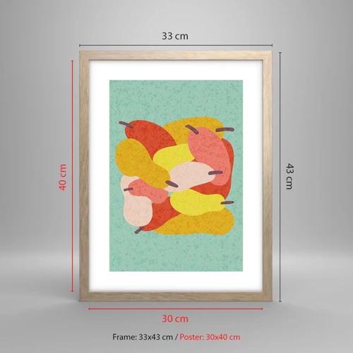 Poster in light oak frame - Try Summer Sun - 30x40 cm