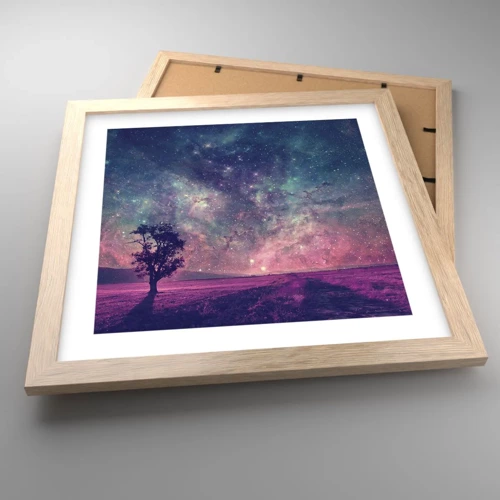 Poster in light oak frame - Under Magical Sky - 30x30 cm