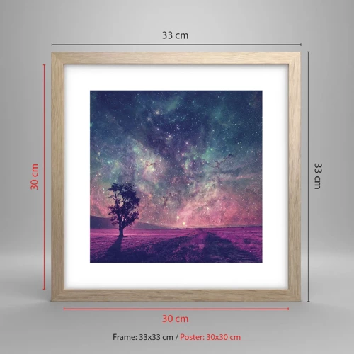 Poster in light oak frame - Under Magical Sky - 30x30 cm