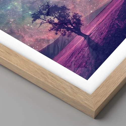 Poster in light oak frame - Under Magical Sky - 30x30 cm