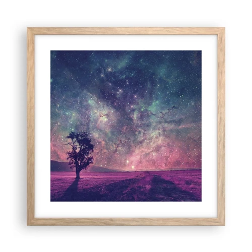 Poster in light oak frame - Under Magical Sky - 40x40 cm
