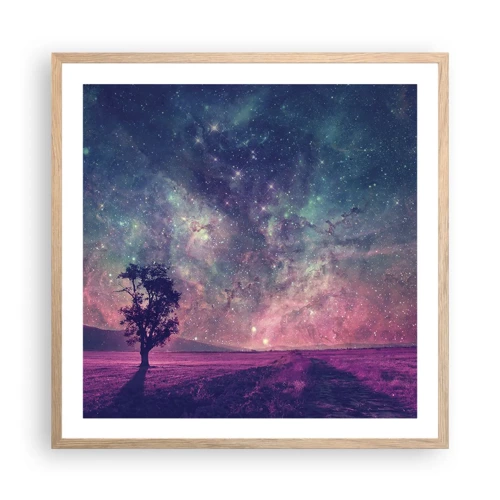 Poster in light oak frame - Under Magical Sky - 60x60 cm