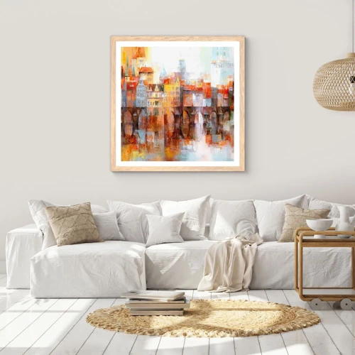 Poster in light oak frame - Under The Bridge It Is Also Pretty - 40x40 cm