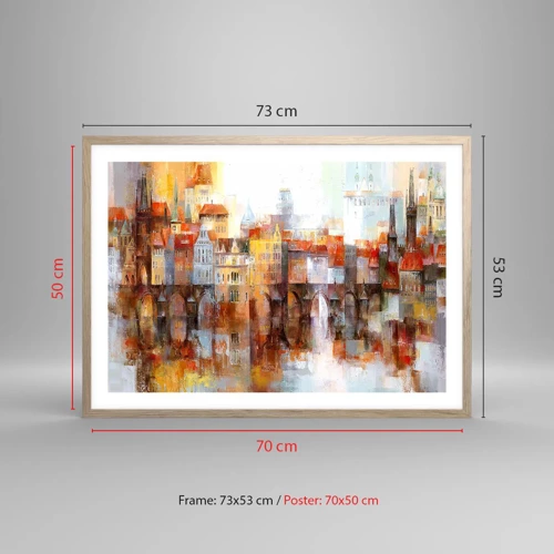 Poster in light oak frame - Under The Bridge It Is Also Pretty - 70x50 cm