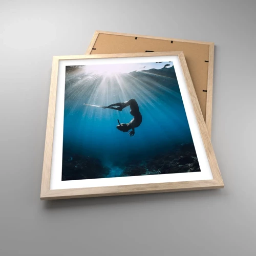 Poster in light oak frame - Underwater dance - 40x50 cm