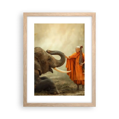 Poster in light oak frame - Unexpected Meeting - 30x40 cm