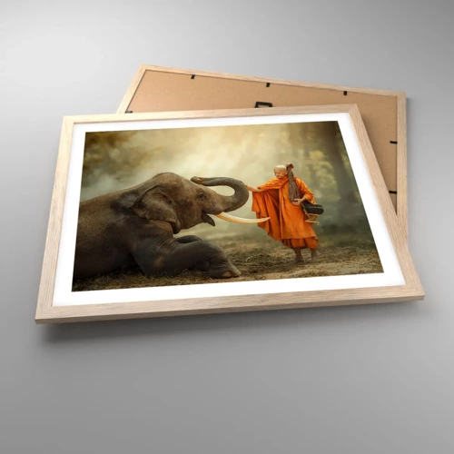 Poster in light oak frame - Unexpected Meeting - 50x40 cm