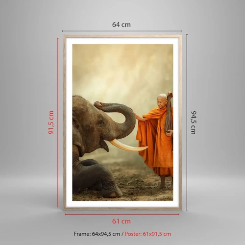 Poster in light oak frame - Unexpected Meeting - 61x91 cm