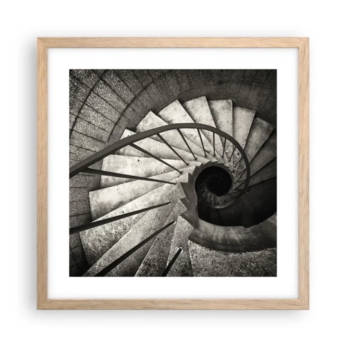 Poster in light oak frame - Up the Stairs and Down the Stairs - 40x40 cm