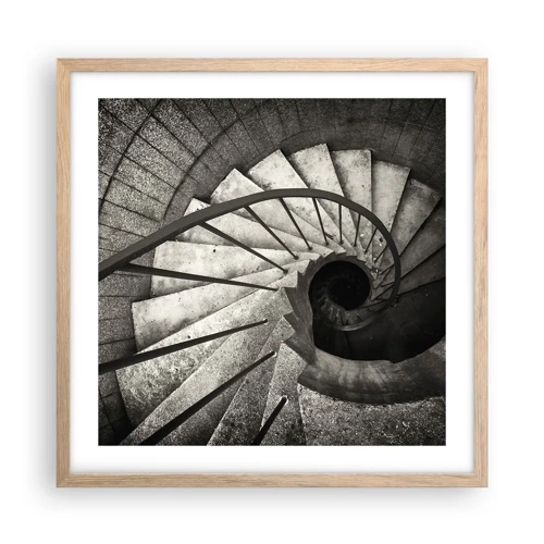 Poster in light oak frame - Up the Stairs and Down the Stairs - 50x50 cm
