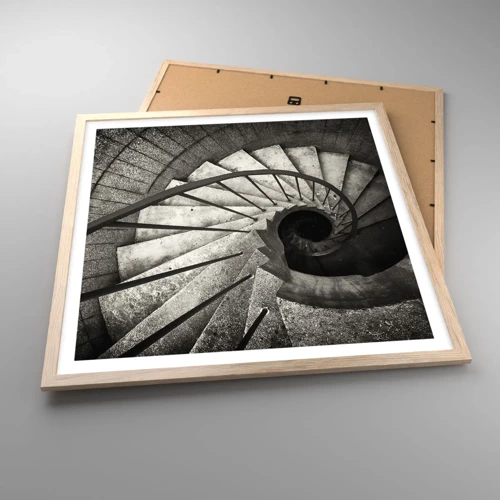 Poster in light oak frame - Up the Stairs and Down the Stairs - 60x60 cm