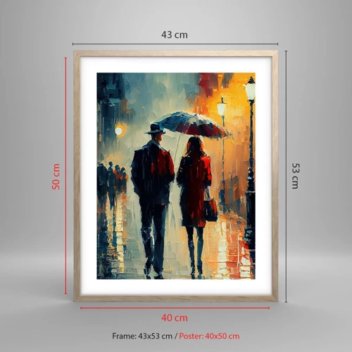 Poster in light oak frame - Urban Love Story - 40x50 cm