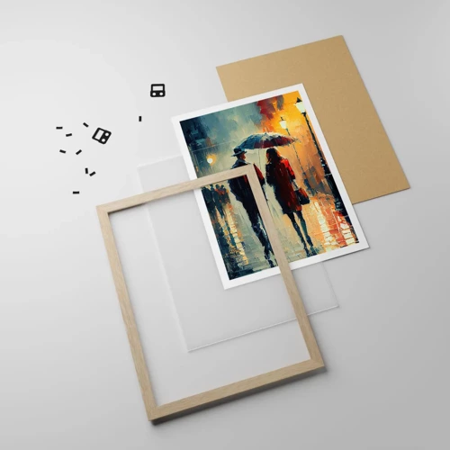 Poster in light oak frame - Urban Love Story - 40x50 cm