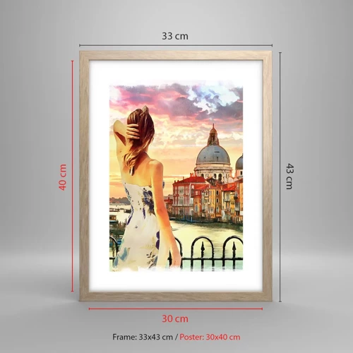 Poster in light oak frame - Venice Adventure - 30x40 cm