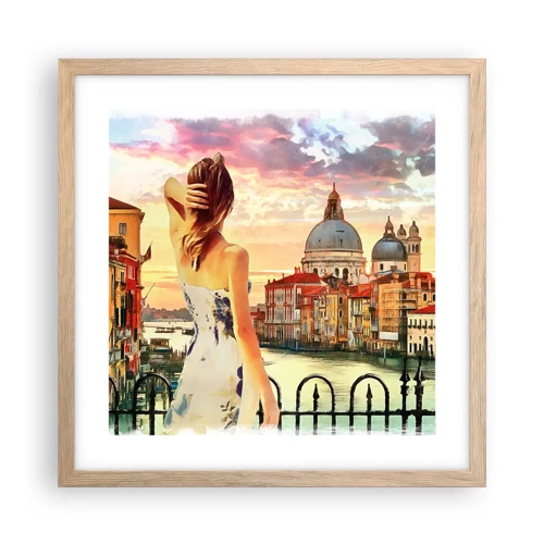 Poster in light oak frame - Venice Adventure - 40x40 cm