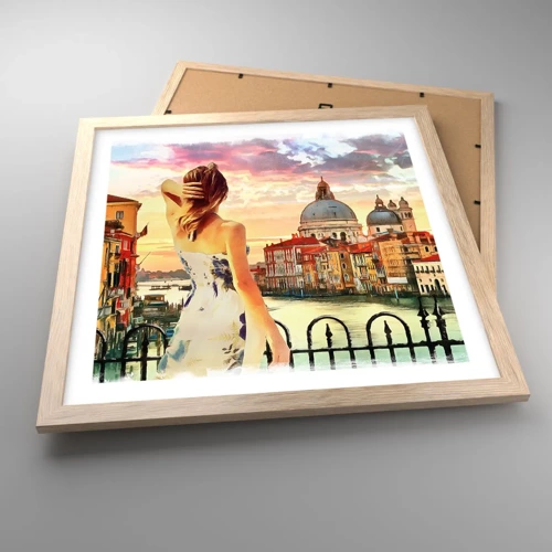 Poster in light oak frame - Venice Adventure - 40x40 cm