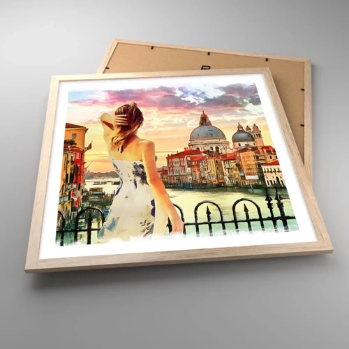 Poster in light oak frame - Venice Adventure - 50x50 cm
