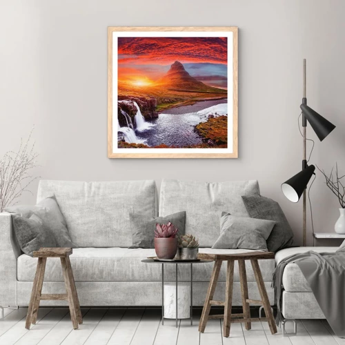 Poster in light oak frame - View of Middle-Earth - 30x30 cm