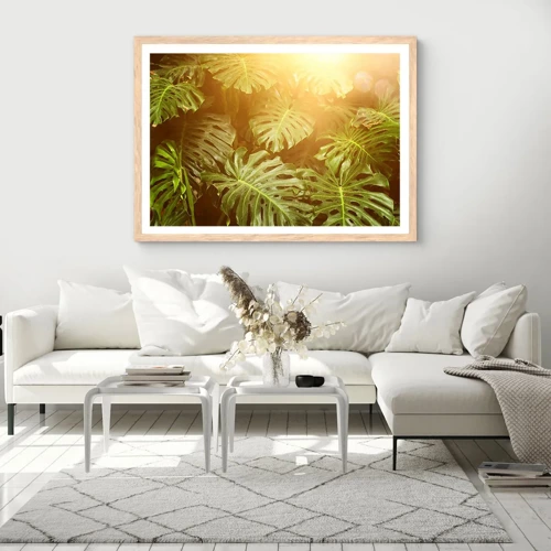 Poster in light oak frame - Walking into the Green - 100x70 cm