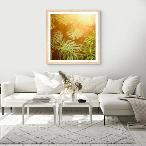 Poster in light oak frame - Walking into the Green - 40x40 cm