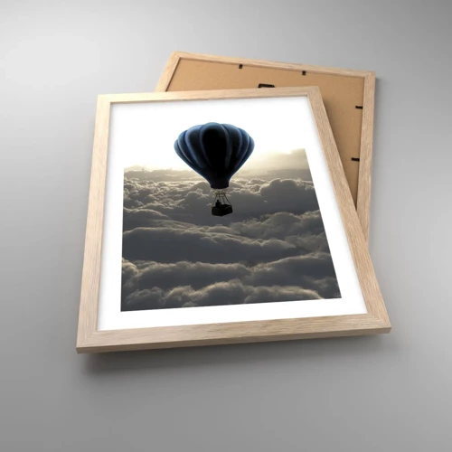 Poster in light oak frame - Wanderer above Clouds - 30x40 cm