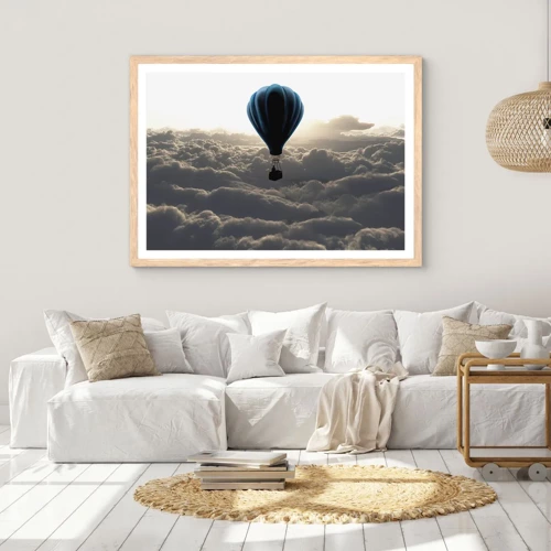 Poster in light oak frame - Wanderer above Clouds - 50x40 cm