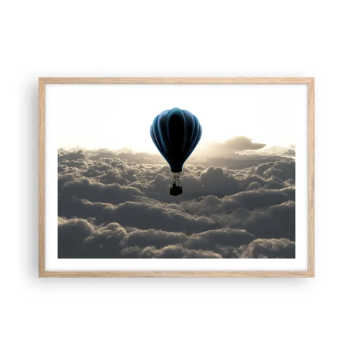 Poster in light oak frame - Wanderer above Clouds - 70x50 cm