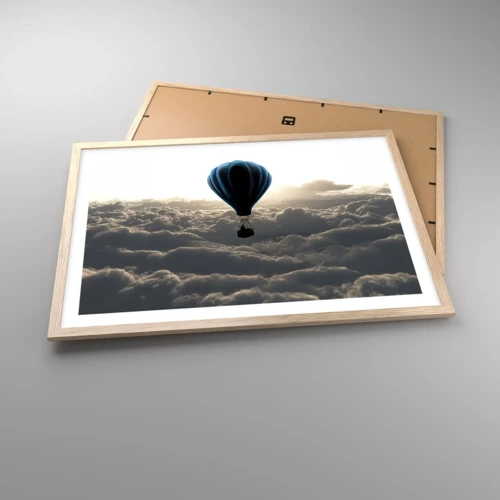 Poster in light oak frame - Wanderer above Clouds - 70x50 cm