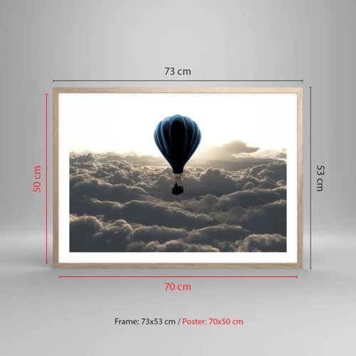 Poster in light oak frame - Wanderer above Clouds - 70x50 cm