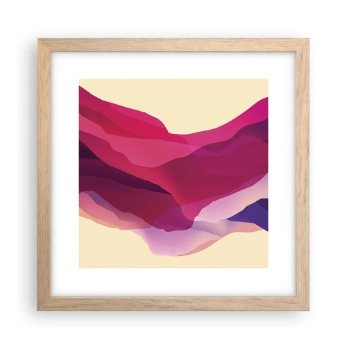 Poster in light oak frame - Waves of Purple - 30x30 cm