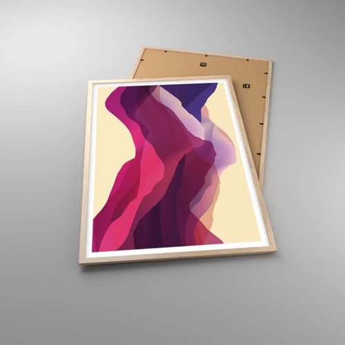 Poster in light oak frame - Waves of Purple - 61x91 cm