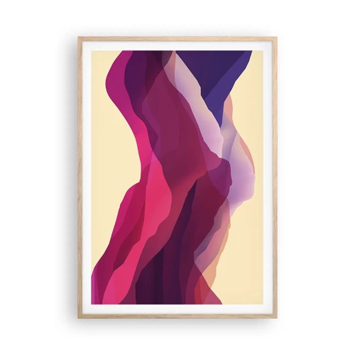 Poster in light oak frame - Waves of Purple - 70x100 cm
