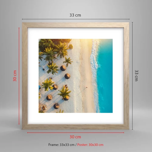 Poster in light oak frame - Welcome to Paradise - 30x30 cm