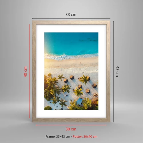 Poster in light oak frame - Welcome to Paradise - 30x40 cm