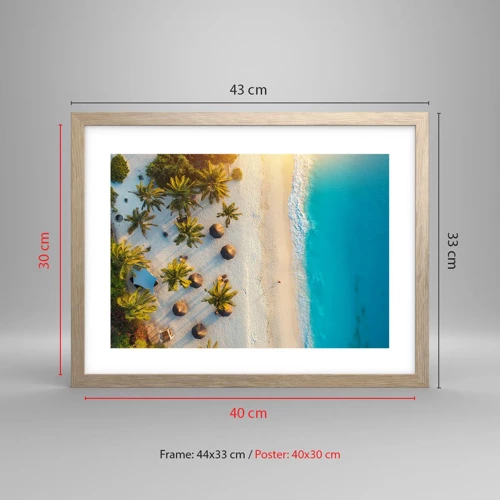 Poster in light oak frame - Welcome to Paradise - 40x30 cm