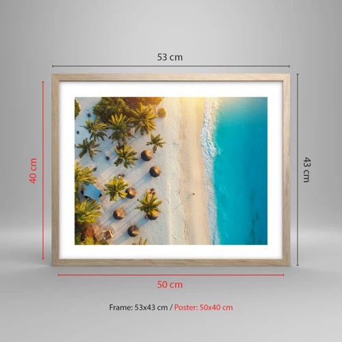 Poster in light oak frame - Welcome to Paradise - 50x40 cm