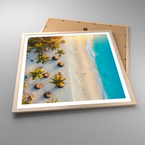 Poster in light oak frame - Welcome to Paradise - 60x60 cm