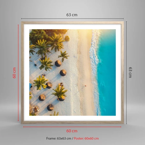 Poster in light oak frame - Welcome to Paradise - 60x60 cm