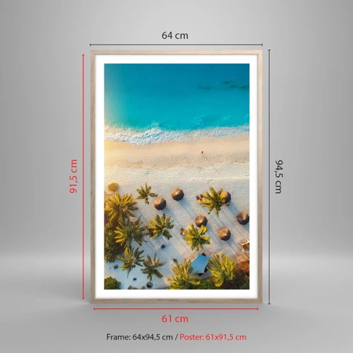 Poster in light oak frame - Welcome to Paradise - 61x91 cm