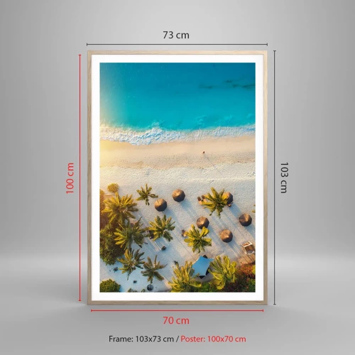 Poster in light oak frame - Welcome to Paradise - 70x100 cm