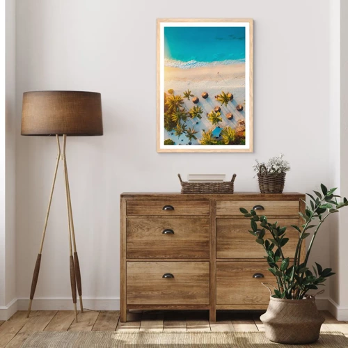 Poster in light oak frame - Welcome to Paradise - 70x100 cm