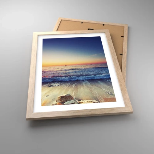 Poster in light oak frame - What Is behind the Horizon? - 30x40 cm