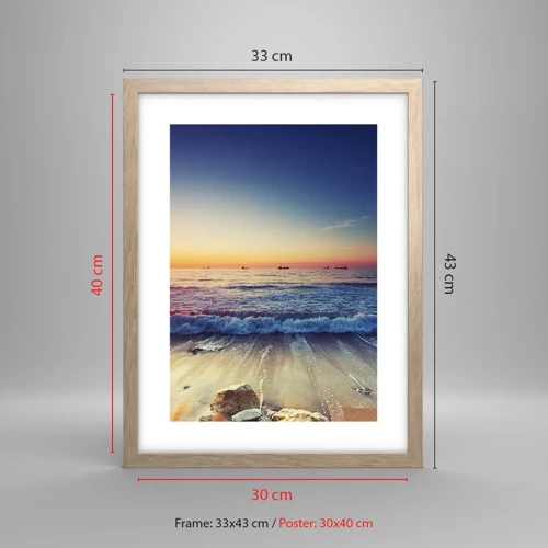 Poster in light oak frame - What Is behind the Horizon? - 30x40 cm