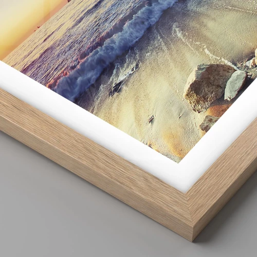 Poster in light oak frame - What Is behind the Horizon? - 30x40 cm