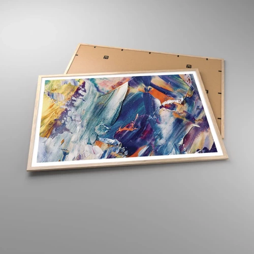 Poster in light oak frame - Whirlwind of Colour - 100x70 cm