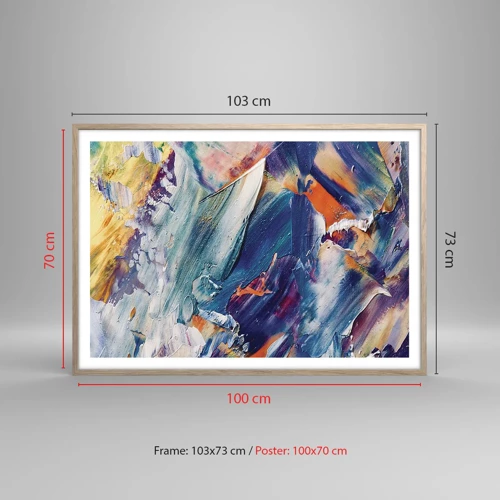 Poster in light oak frame - Whirlwind of Colour - 100x70 cm