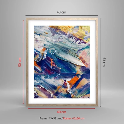 Poster in light oak frame - Whirlwind of Colour - 40x50 cm